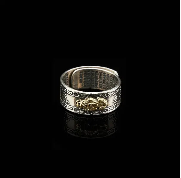 Buddha Padmasana Feng Shui Pixiu Mantra Ring - Wealth & Protection Buddha padmasana