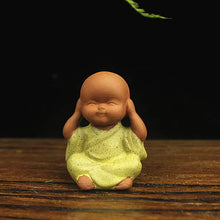 Load image into Gallery viewer, Buddha Padmasana Four Little Monks in purple clay style Buddha padmasana