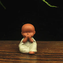 Load image into Gallery viewer, Buddha Padmasana Four Little Monks in purple clay style Buddha padmasana