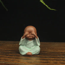 Load image into Gallery viewer, Buddha Padmasana Four Little Monks in purple clay style Buddha padmasana