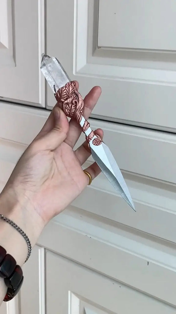 Wizard Ritual Dagger Amethyst Floral Magic Dagger | Blend of | Handmade Ritual Dagger ...
