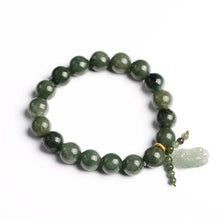 Load image into Gallery viewer, Buddha Padmasana Green Jade Bracelet with Pixiu - Invite Wealth &amp; Calming Energies Buddha padmasana