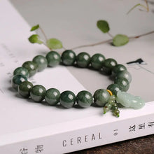 Load image into Gallery viewer, Buddha Padmasana Green Jade Bracelet with Pixiu - Invite Wealth &amp; Calming Energies Buddha padmasana