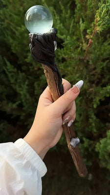 Forest Moonlight Crystal Sphere Wand Buddha padmasana