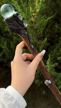 Load image into Gallery viewer, Forest Moonlight Crystal Sphere Wand Buddha padmasana