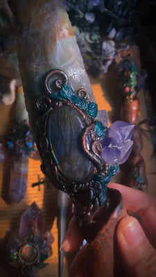 Labradorite Aurora Ritual Blade Buddha padmasana