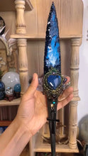 Load image into Gallery viewer, Obsidian Twilight Ankh Ritual Dagger Buddha padmasana