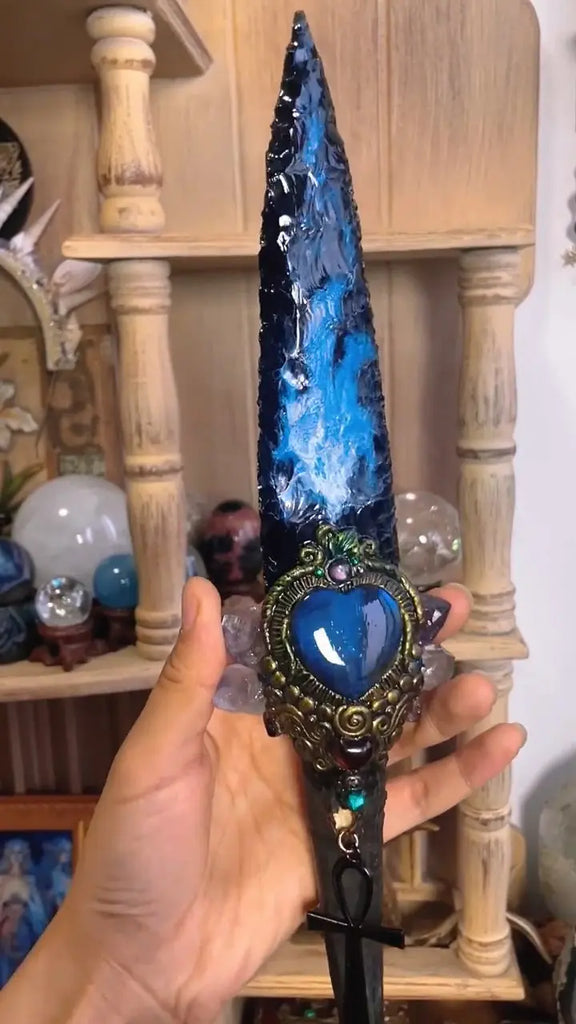 Obsidian Twilight Ankh Ritual Dagger Buddha padmasana