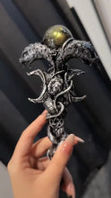 Load image into Gallery viewer, Hecate’s Triple Moon Sacred Scepter Buddha padmasana