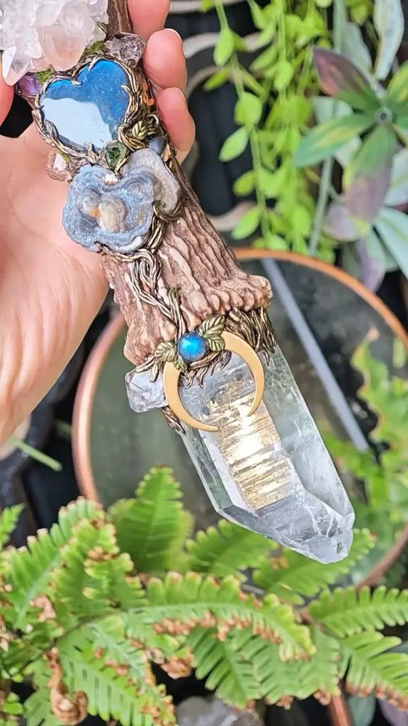 Resonance with All Amethyst Antler Spiritual Scepter Buddha padmasana