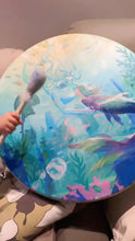 Load image into Gallery viewer, Mermaid Underwater Healing Frame Drum | Full-Size Goatskin Hand Drum Buddha padmasana