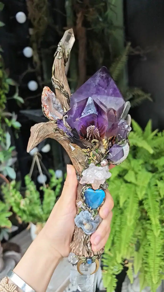 Thornmoon Amethyst Antler Scepter