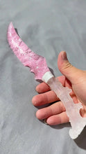 Load image into Gallery viewer, 「Pink Ice Blade」Handcrafted Crystal Ritual Knife – A Fusion of Rose Quartz Love &amp; Clear Quartz Purity Buddha padmasana