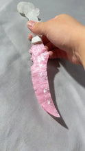 Load image into Gallery viewer, 「Pink Ice Blade」Handcrafted Crystal Ritual Knife – A Fusion of Rose Quartz Love &amp; Clear Quartz Purity Buddha padmasana