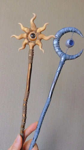 Custom crystal wand staff Buddha padmasana