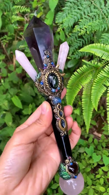 Amethyst Serpent & Luna Emerald Wand Buddha padmasana