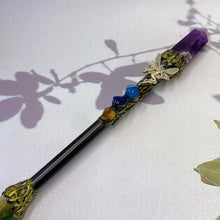 Load image into Gallery viewer, 15&quot; Crystal Magic Wand, Handmade Custom Harry Wands, Natural Crystal Quartz Magic Scepter, Witch Wand, Wizard Staff, Crystal Gifts for Kids Buddha padmasana