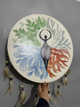 Load image into Gallery viewer, Mermaid Underwater Healing Frame Drum | Full-Size Goatskin Hand Drum Buddha padmasana