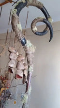 Load image into Gallery viewer, Giant Autumn Harvest Ritual Staff | 5.6–6ft Tall (As Tall as an Adult!), Nature-Infused Magick Tool with Dried Fruits &amp; Curled Horns Buddha padmasana