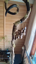 Load image into Gallery viewer, Giant Autumn Harvest Ritual Staff | 5.6–6ft Tall (As Tall as an Adult!), Nature-Infused Magick Tool with Dried Fruits &amp; Curled Horns Buddha padmasana
