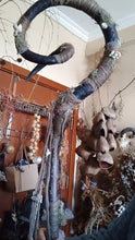 Load image into Gallery viewer, Giant Autumn Harvest Ritual Staff | 5.6–6ft Tall (As Tall as an Adult!), Nature-Infused Magick Tool with Dried Fruits &amp; Curled Horns Buddha padmasana