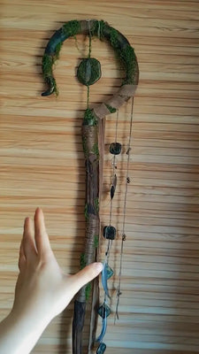 Moss Whisper crystal wand Buddha padmasana