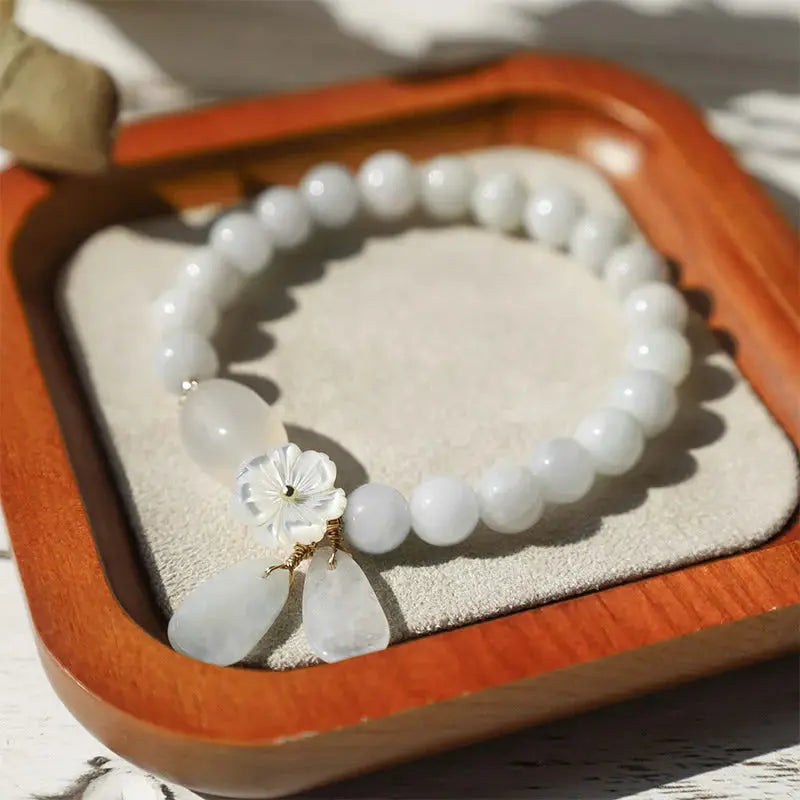 Buddha Padmasana Natural White Jade Luck Bracelet Buddha padmasana