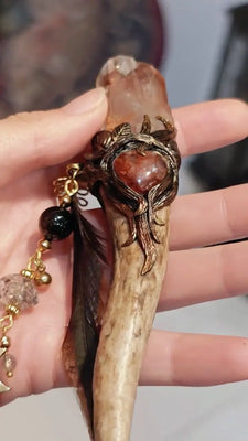 Twin Scarlet Hidden Mountain Crystal Wand Buddha padmasana