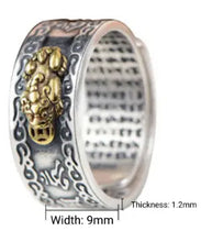 Load image into Gallery viewer, Buddha Padmasana Feng Shui Pixiu Mantra Ring - Wealth &amp; Protection Buddha padmasana