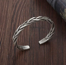 Load image into Gallery viewer, Balance Energy Retro Twisted Design Cuff Bracelet Bangle Buddha padmasana
