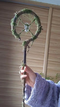 Load image into Gallery viewer, Green Wheel Staff crystal wand Buddha padmasana