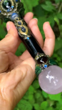 Load image into Gallery viewer, Amethyst Serpent &amp; Luna Emerald Wand Buddha padmasana