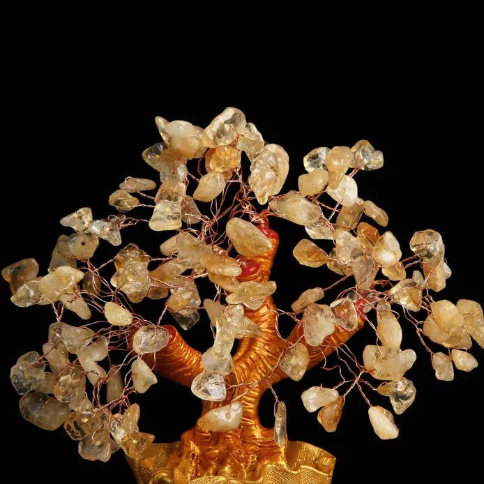 Buddha Padmasana Citrine Money Tree for Prosperity - Feng Shui Gemstone Ornament Buddha padmasana