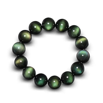 Buddha Padmasana Natural Green Eye Obsidian Wealth Bracelet - Buddha padmasana