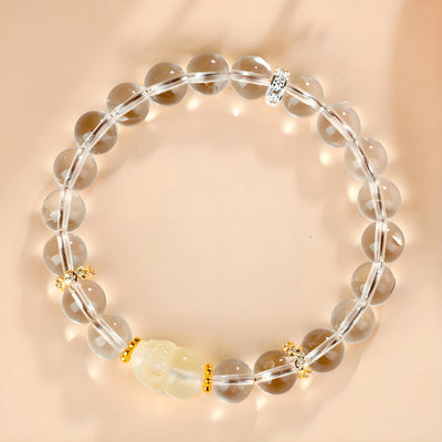 Buddha Padmasana Clear Quartz Pi Xiu handmade Bracelet Buddha padmasana