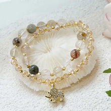 Cargar imagen en el visor de la galería, Buddha Padmasana Rose Quartz Elephant Healing Energy Charm Bracelet Buddha padmasana