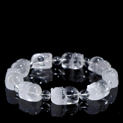 Buddha Padmasana White Phantom Carved Pi Xiu handmade Bracelet Buddha padmasana