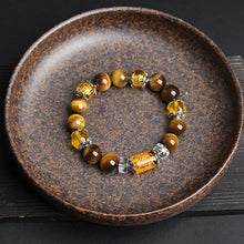 Cargar imagen en el visor de la galería, Buddha Padmasana Tiger Eye Bead Fortune Prosperity Bracelet - Buddha padmasana