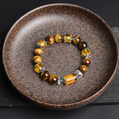 Buddha Padmasana Tiger Eye Bead Fortune Prosperity Bracelet - Buddha padmasana