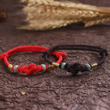 Charger l&#39;image dans la galerie, Buddha Padmasana Red String Jade Luck Fortune Knot Braided Couple Bracelet Buddha padmasana