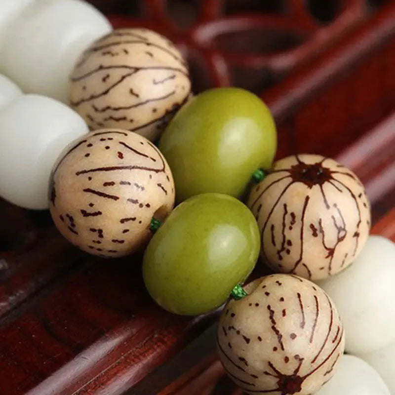 Buddha Padmasana White Jade Bodhi Lotus Mala Harmony Necklace Bracelet Buddha padmasana