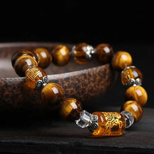 Cargar imagen en el visor de la galería, Buddha Padmasana Tiger Eye Bead Fortune Prosperity Bracelet - Buddha padmasana
