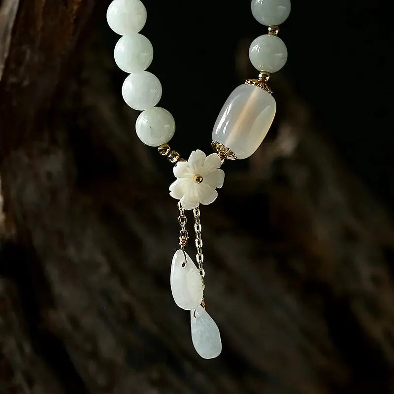 Buddha Padmasana Natural White Jade Luck Bracelet Buddha padmasana