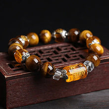 Cargar imagen en el visor de la galería, Buddha Padmasana Tiger Eye Bead Fortune Prosperity Bracelet - Buddha padmasana
