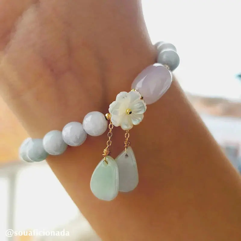 Buddha Padmasana Natural White Jade Luck Bracelet Buddha padmasana