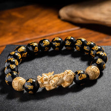 Load image into Gallery viewer, Buddha Padmasana Feng Shui Bracelet - Pixiu Black Obsidian Bracelet for Wealth Buddha padmasana