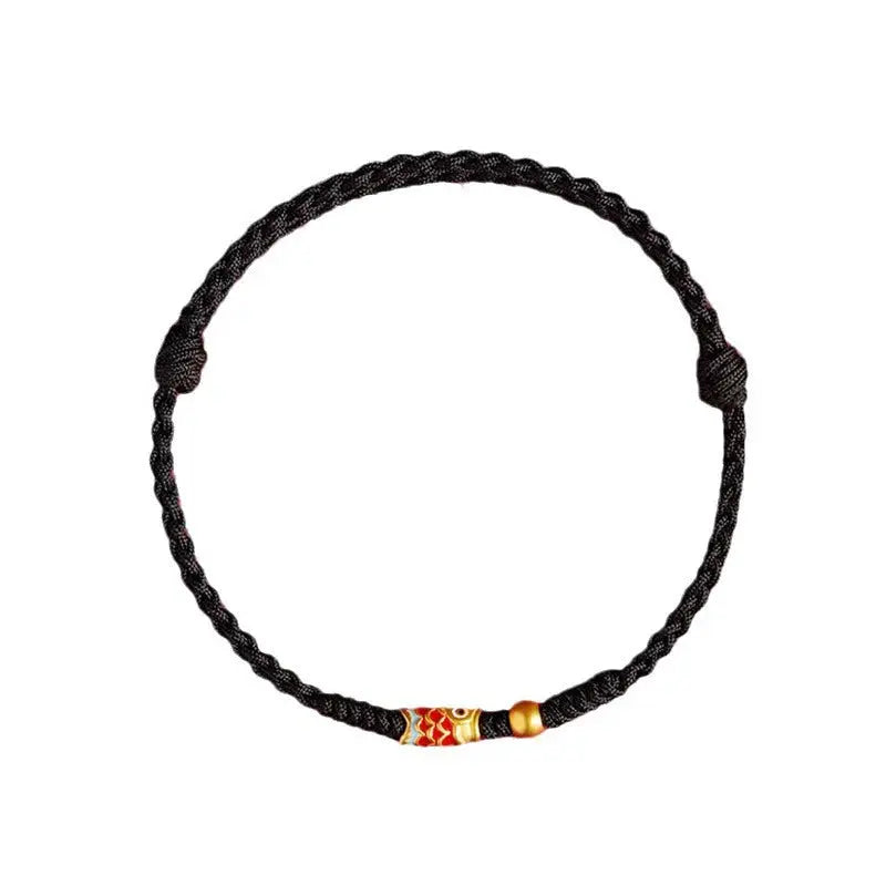 Buddha Padmasana 925 Sterling Silver Handmade Koi Fish Wealth Success Braided Rope Bracelet Buddha padmasana