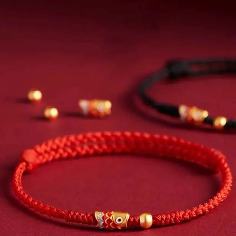 Buddha Padmasana 925 Sterling Silver Handmade Koi Fish Wealth Success Braided Rope Bracelet Buddha padmasana