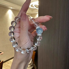 Charger l&#39;image dans la galerie, Buddha Padmasana Aquamarine and Clear Quartz Bracelet Buddha padmasana