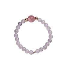 Load image into Gallery viewer, Buddha Padmasana Gray Moonstone and Strawberry Quartz Ring Buddha padmasana